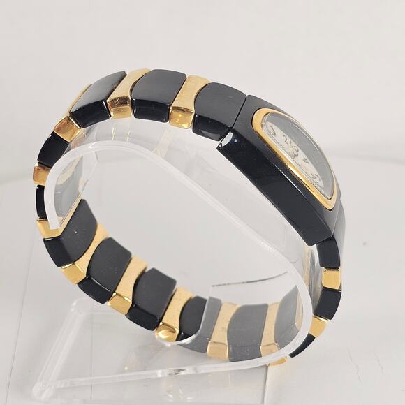 Joan Rivers Classics Women's Quartz Watch 25mm Oval Black Gold Stretch Bracelet - Picture 10 of 15